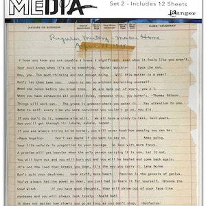 Dina Wakley Media Typed Ledgers 12/Sheets-Set 1 or 2