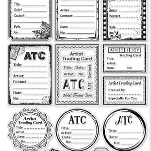 ATC Artist-ruilkaarten Clear Stamp-set ENORME set van 8 x 12 inch en bevat 17 postzegels (CAS280)