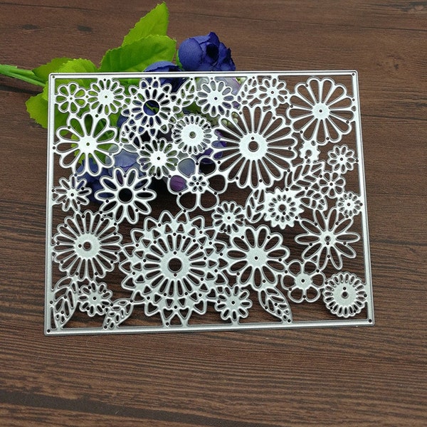 Troquel de corte de metal rectangular clásico de flores MD594