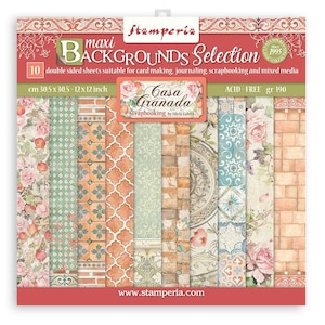 Casa Granada Stamperia Blocco di carta fronte-retro 12"X12" 10/Pkg blocco di carta per scrapbooking