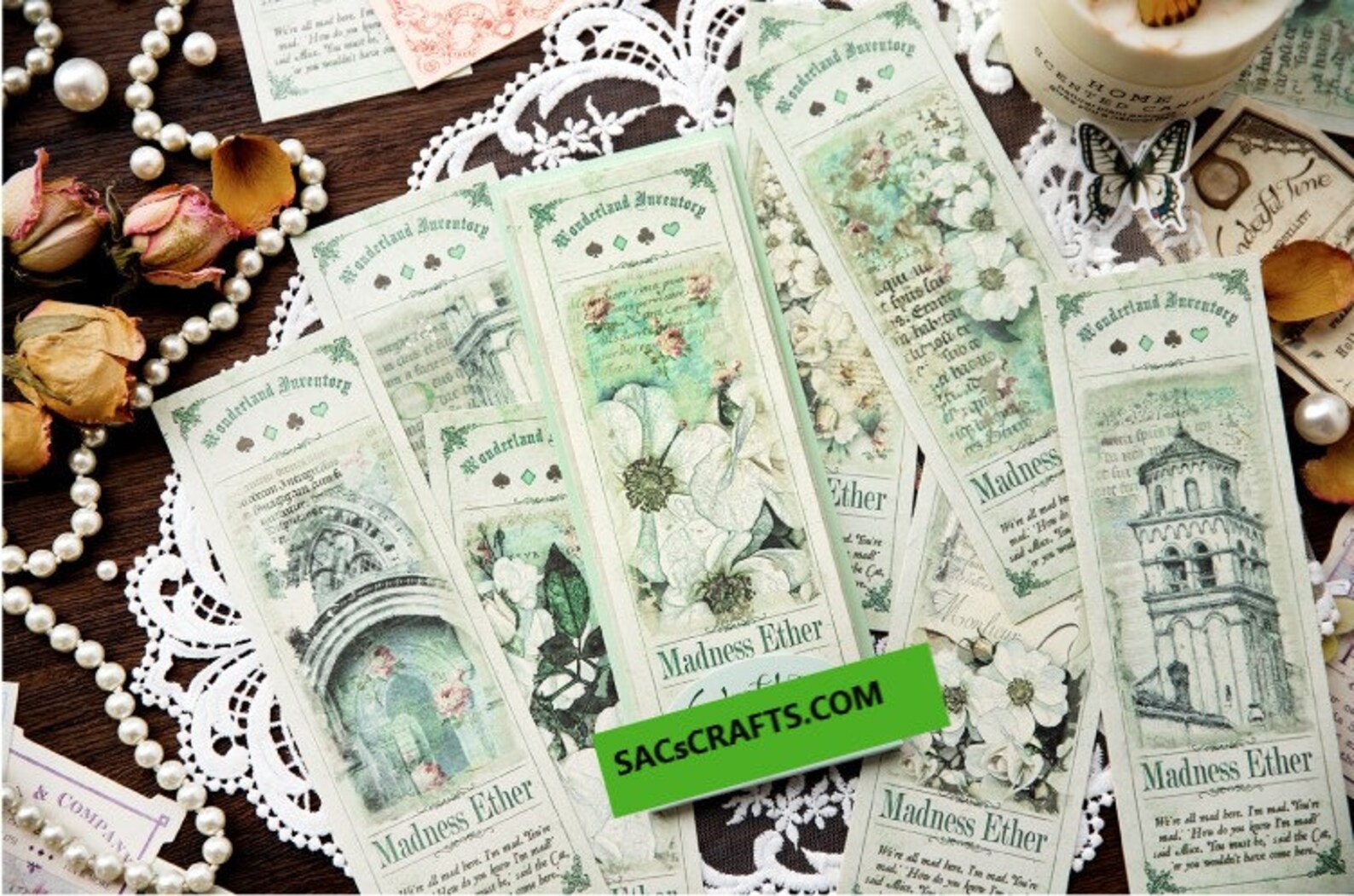 Bookmarks Ephemera Vintage Girls Flowers 8pc Set - Etsy
