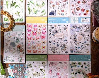 Rub On Transfers Stickers Flower Butterfly Birds furn sheets