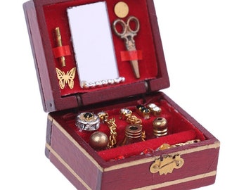 Mini Jewelry Box Model Dollhouse Miniatures 1:12 Dollhouse Miniature Décor