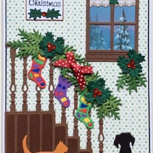 Matrices de découpe en métal pour escalier de Noël chien chat MD790