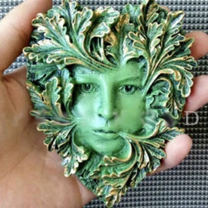 Silicone Mold Girl face with heart leaf . M127