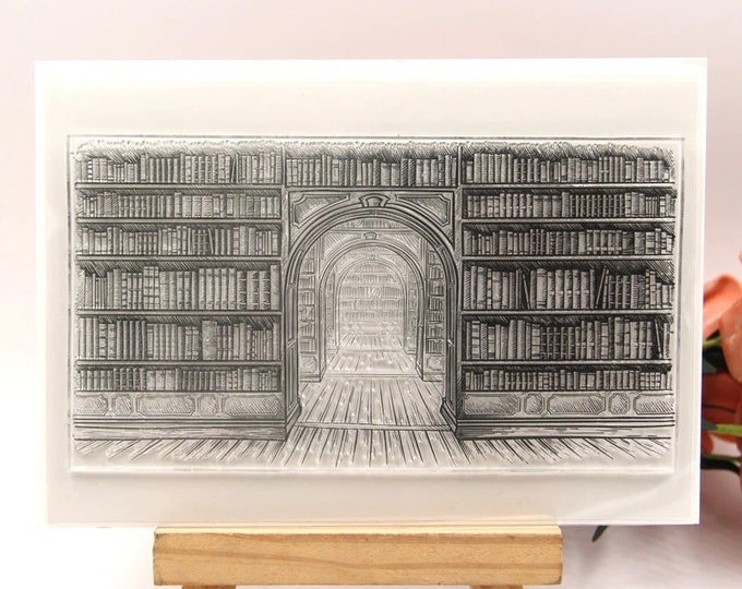 Library Bookshelf Background Clear Stamp Cas202 Etsy