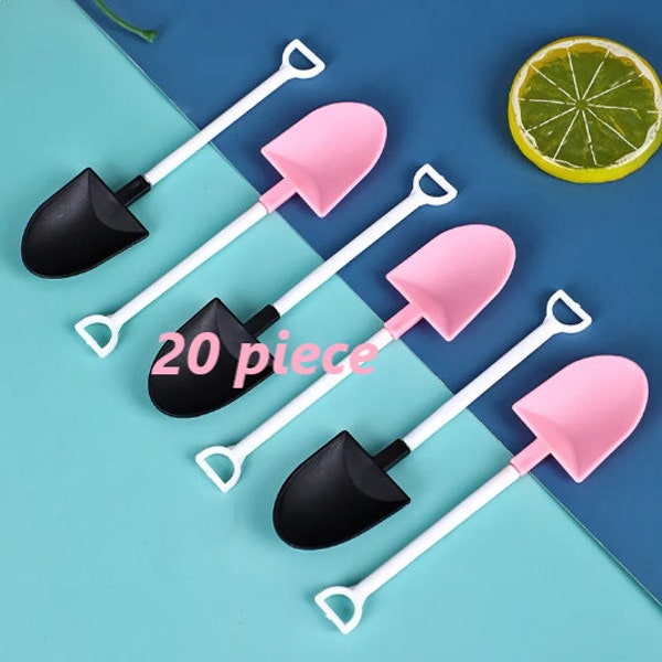 20pcs Cake Spoon Set Mini Shovel Kids Dessert Cupcake Décor Disposable Spoon Ice Coffee Construction Party Spoons Shovel