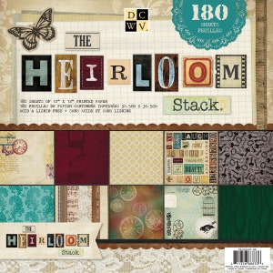 180 PAGES **DISCONTINUED DCWV  Cardstock Stack 12"X12" 180/Pg. -Heirloom, 60 Designs/3 Each