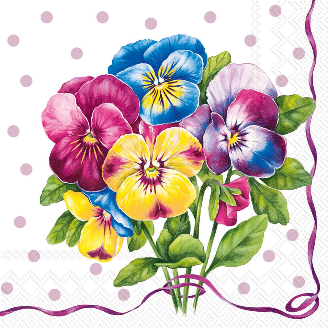 Pansy Bunch Cocktail Napkins Etsy