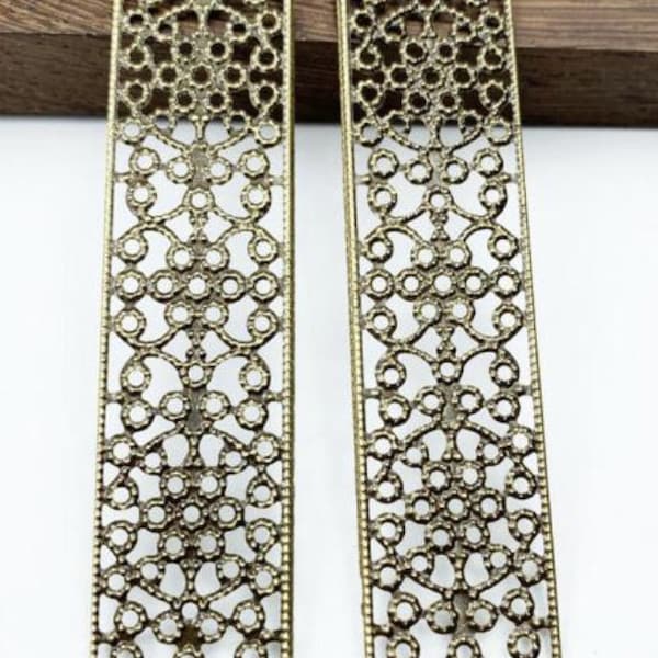 Metal Filigree Bars Silver or Bronze