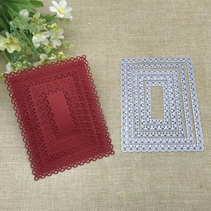 5 pièces de cadre rectangulaire festonné lacé, matrices de découpe en métal MD777