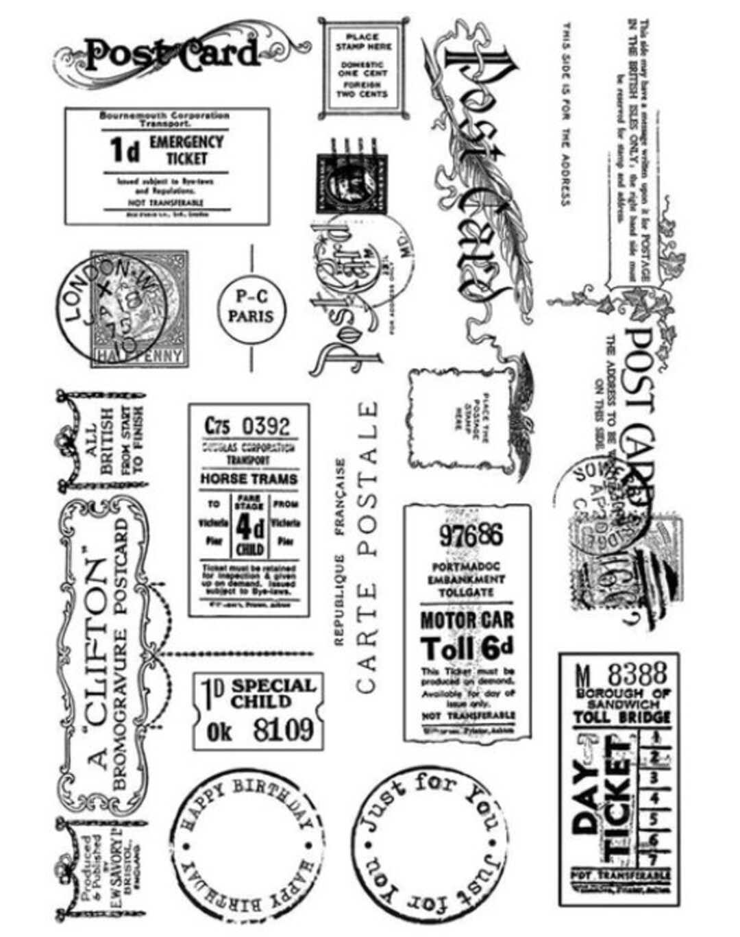 Clear Stamp Tickets Seal Post Card CAS217 - Etsy