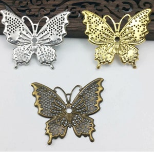 Metal Filigree Butterflies - Bronze or Silver 6pc