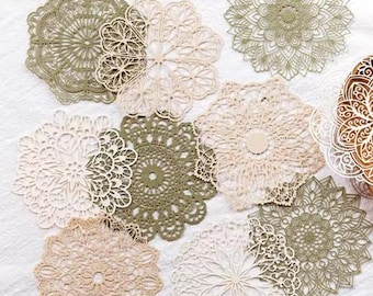 Paper Doily Pack. 10 intricate incredibly finely detailed paper doilies NEW Styles #19706.