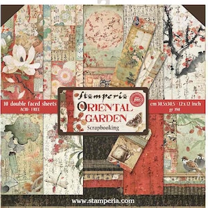 DISCONTINUED** Stamperia Oriental Garden Double-Sided Paper Pad 12"X12" 10/Pkg , 10 Designs/1 Each