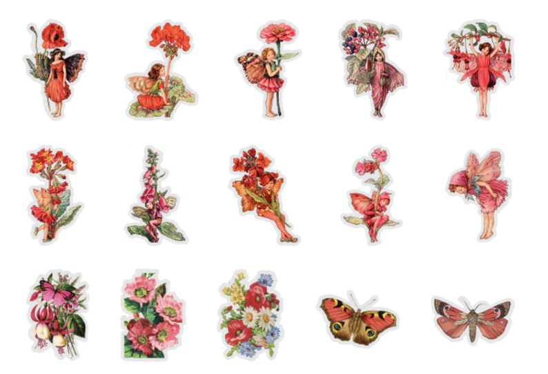 45pcs/box Waterproof Fairy Butterfly Stickers Vintage Flower Elfin ...