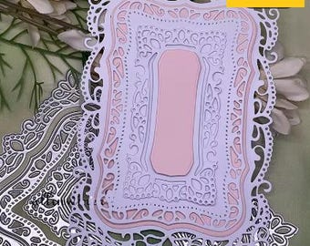 Lace rectangular frame Metal Cutting Dies 5 pc. set