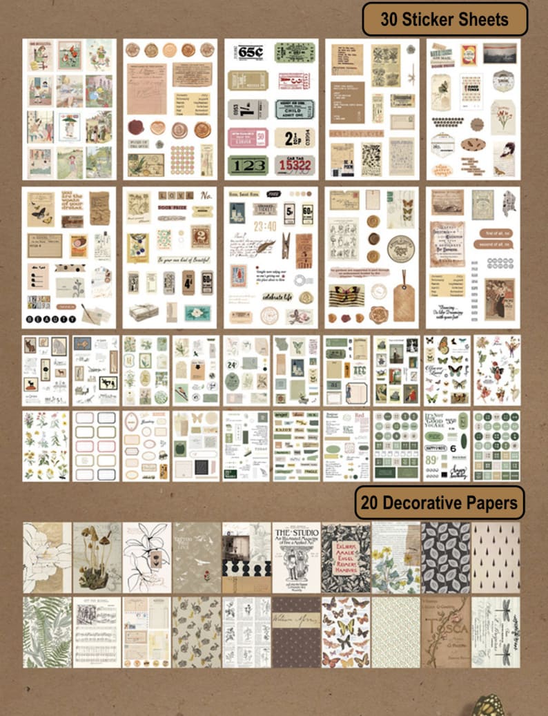 The Nice Old Time Sticker Book 30 PRECUT Frosted Vellum Sticker Pages ...