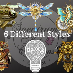 Steampunk Owl Dragonfly Seahorse Ship Bulb Metal Cutting Dies MD561