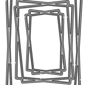 May include: A set of five black and white rectangular frames with a decorative design. The frames are nested inside each other, creating a layered effect.