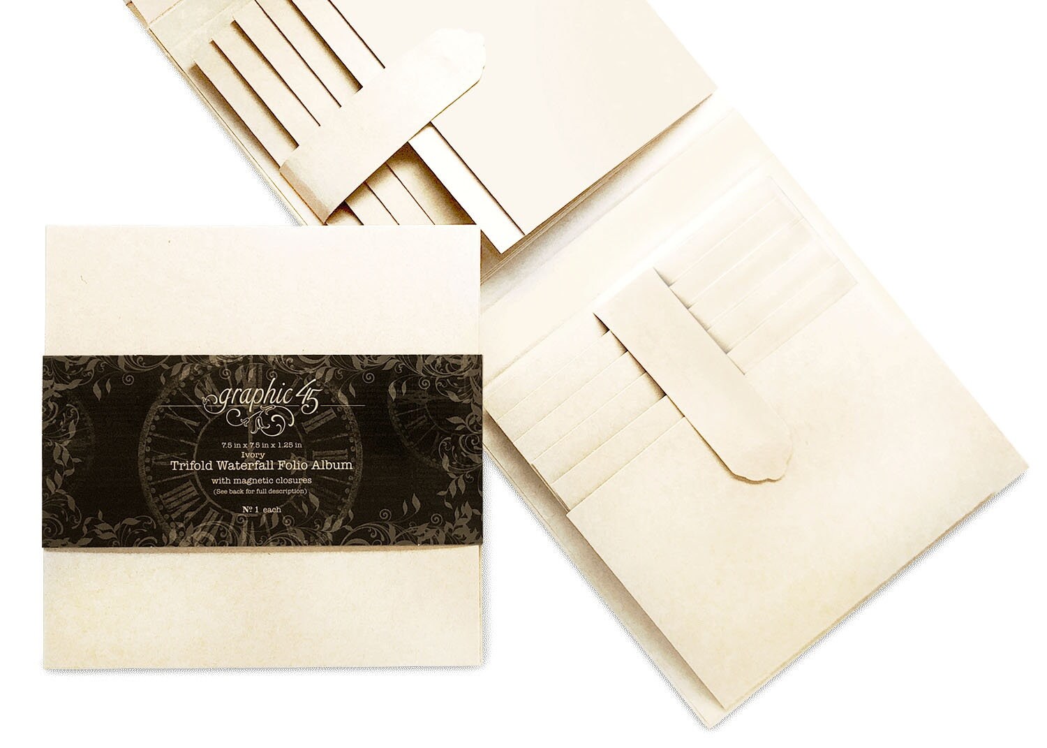 Graphic 45 Rectangle Staples Tag and Pocket Album, Ivory