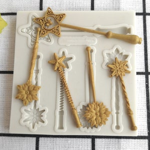 Mold Silicone - Wands. Mold yields 5 different wands.  MOL213.