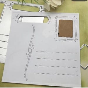 Fustella per cartoline in metallo con etichetta a linea di timbro in rilievo MD853