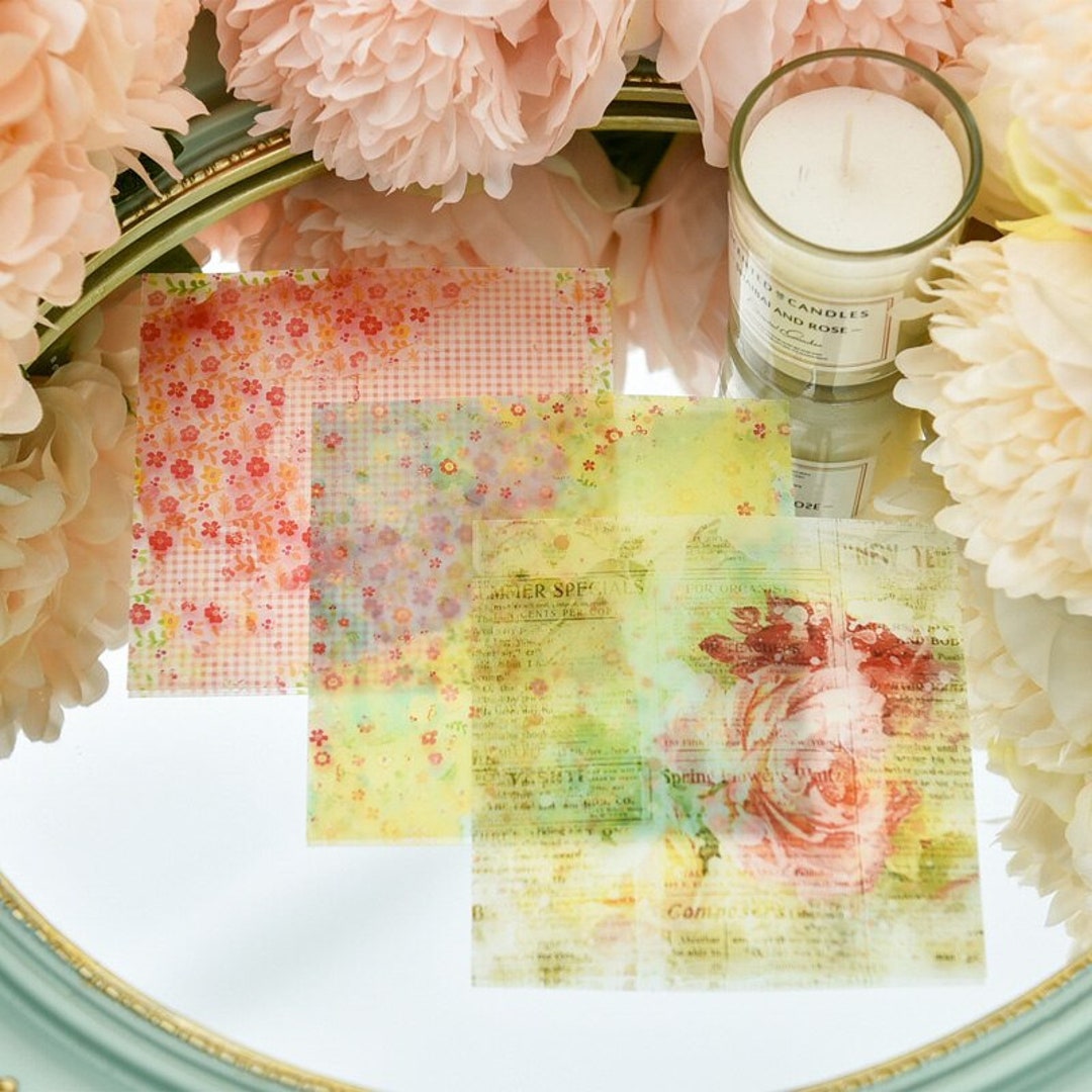 12pcs Lovely Background Pattern Vellum Paper Stickers for Etsy
