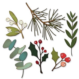 Zweige Stechpalme Olive Kiefer Weihnachten festliche Sammlung Metallschneidemesser MD765