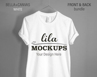 Bella Canvas 3001c Black T Shirt Mockup Front And Back Photo Etsy