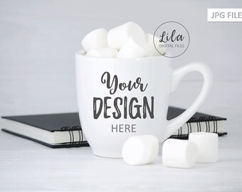 Download Free Jpg Stock Photo Coffee Cup Mockup Photo With Marshmallows Coffee Mug Blank Mockup Photo Journal Fall Weather White Cup Mockup Template Template Mockup Free Psd PSD Mockup Template