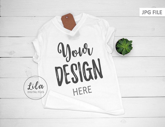 Stock Photo Blank White T-Shirt Mockup Flatlay Mockup