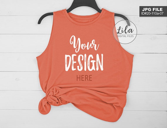 Blank Gym Shirt Mockup Photo Orange Styled T-Shirt