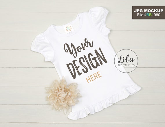 Mockup Photo Of Blank White Kids Ruffle Short Sleeve