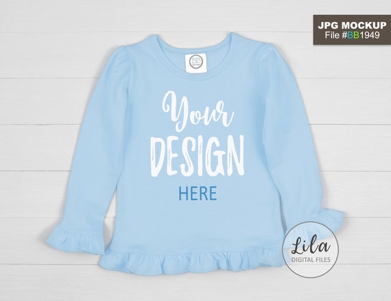 Mockup Photo Of Blank Light Blue Kids Ruffle Long