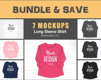 Download Free Tshirt Mockup Bundle Long Sleeve Shirt Mockups Product Mockups Tshirt Mock Ups Assorted Colors Kids Shirt Mockups Jpg Files Fashion T Shirt Mockup Psd File PSD Mockup Template
