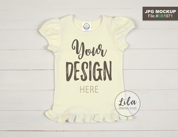 Download Mockup Photo Of Blank Ivory Kids Ruffle Short Sleeve All New Free Mockups PSD Mockup Templates