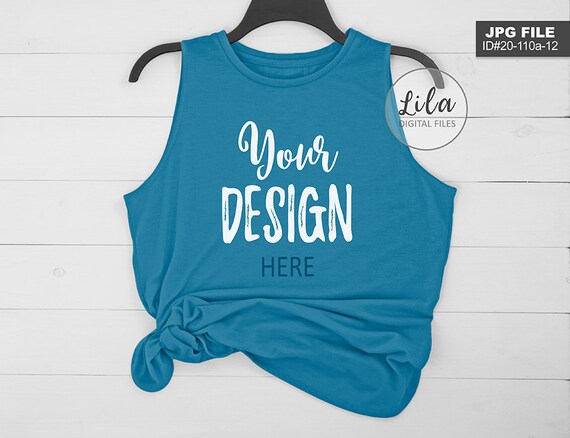 Blank Gym Shirt Mockup Photo Teal Blue Styled