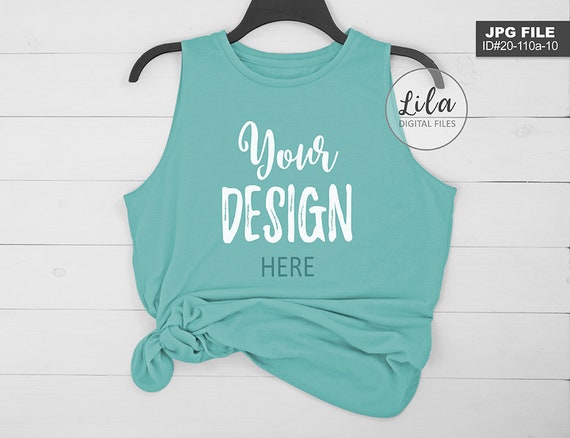 Blank Gym Shirt Mockup Photo Aqua Green Styled