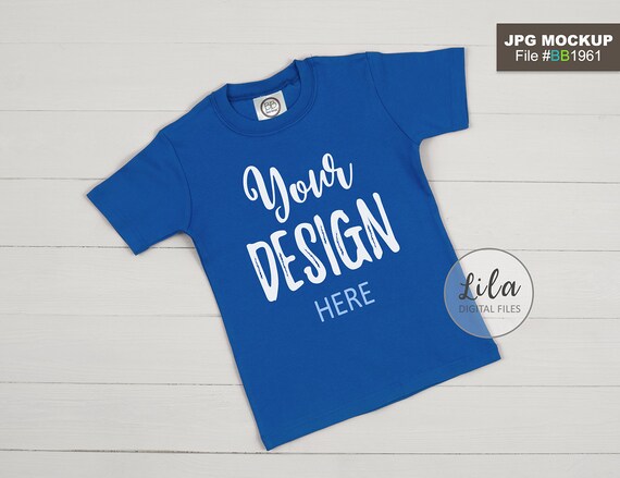Download Royal Blue Blank Boys Short Sleeve Tee Shirt Mockup ...