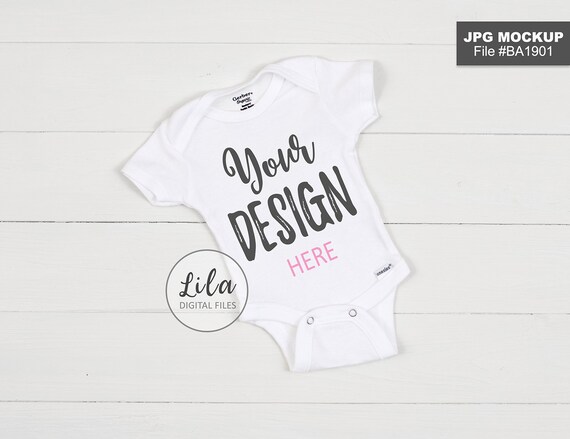 Stock Photo Baby Onesies Mockup Flatlay Mock Up Baby White Etsy