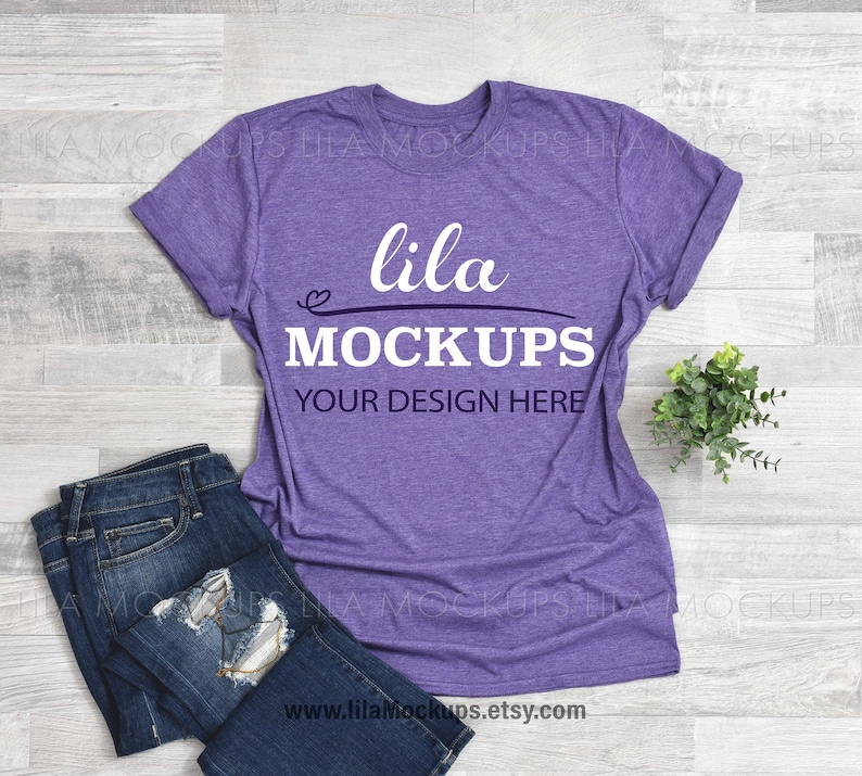 Download Gildan 640 Heather Purple tshirt Mockup PHOTO / purple t-Shirt | Etsy