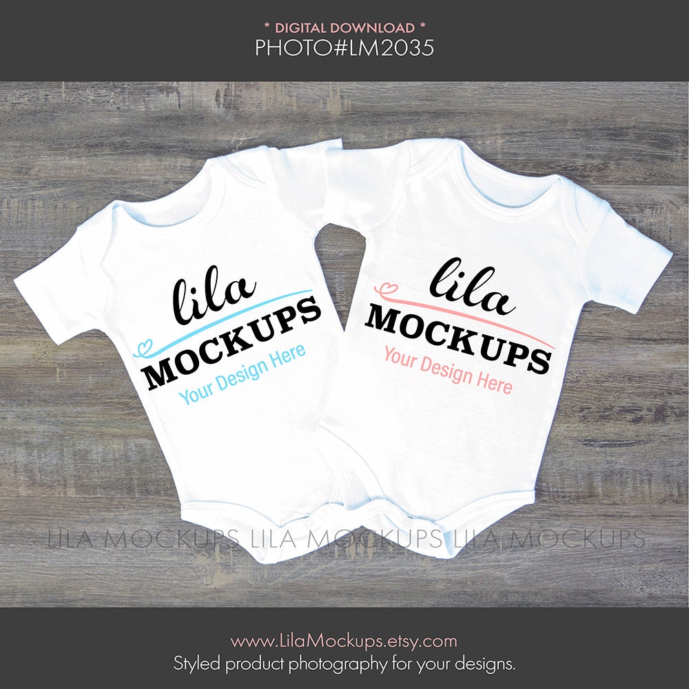 Mockup Photo Photo Of Two 2 Baby Bodysuits Baby Bodysuit Etsy