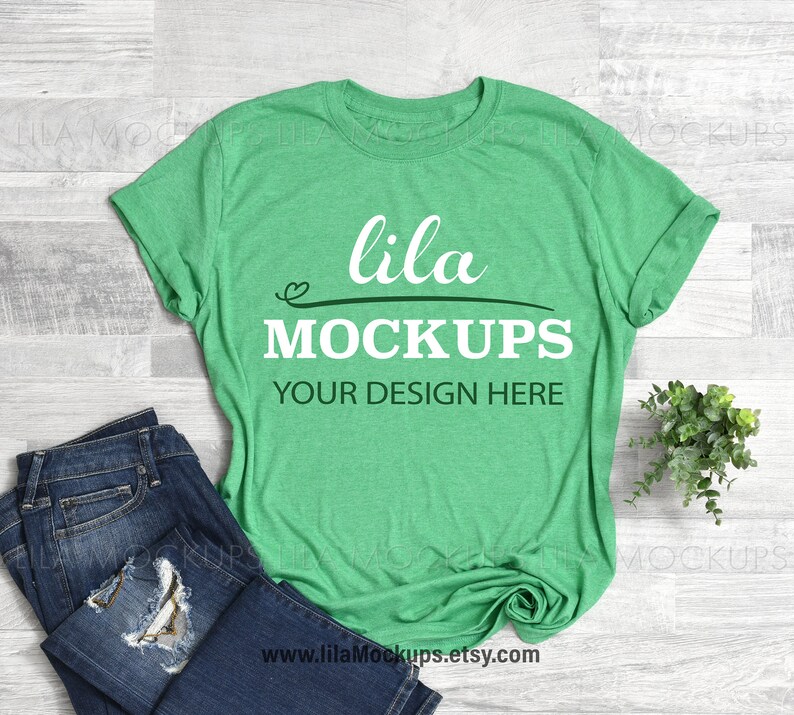 Gildan 640 Heather Irish Green tshirt Mockup PHOTO / green | Etsy