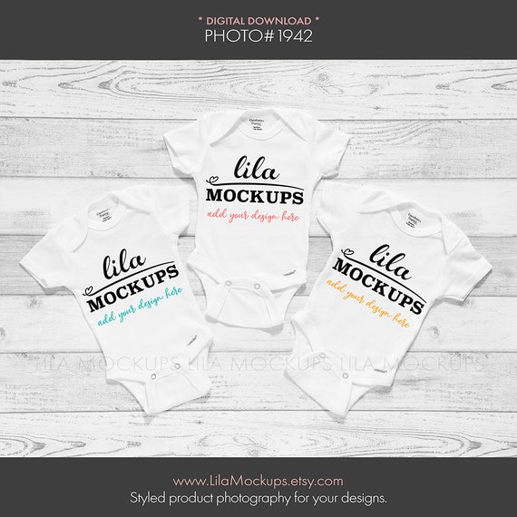 Mockup Photo Photo Of Three 3 Gerber Baby Onesies Baby Etsy