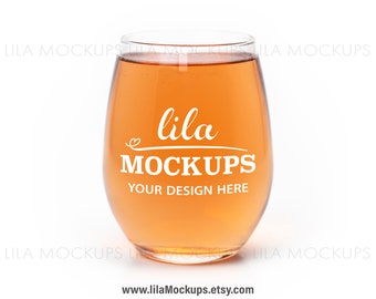 STOCK PHOTO of Stemless Wine Glass - white background / staged photo of wine glass / wine glass mock-up photo / stock photo JPG file