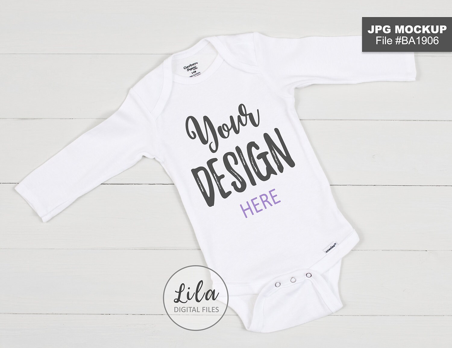 Stock Photo Long Sleeve Baby Onesie Mock Up Photo White Etsy