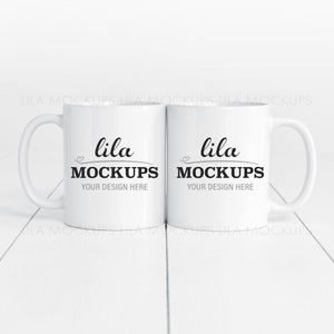 two white coffee mugs mockup photo / 2 coffee cup mockups / coffee cups / two white coffee cups mockup / styled stock photo
