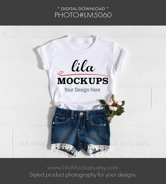 White Toddler T Shirt Mockup Photo Girl S Tshirt Mock Up Etsy