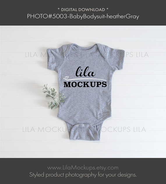 Heather Gray Baby Bodysuit Mockup Photo Baby Bodysuit Mockup Etsy